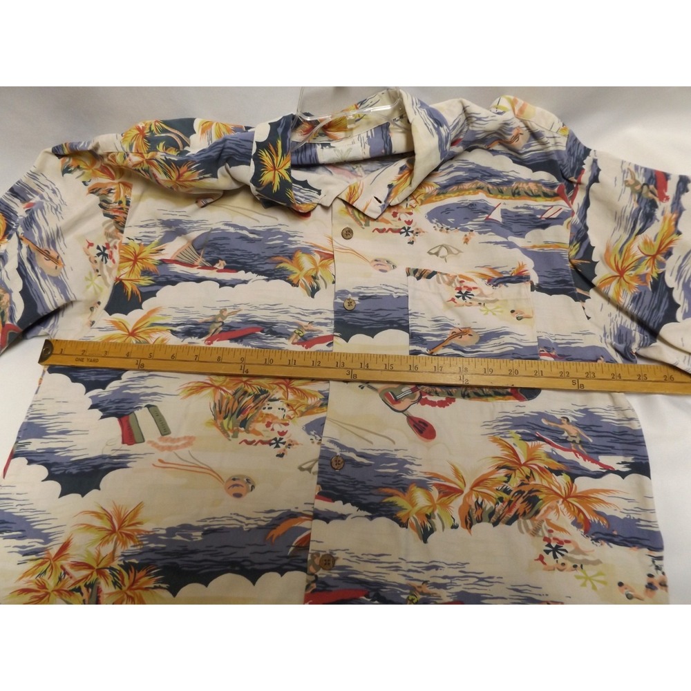 Tommy Bahama Hawaiian Shirt, ALL OVER PRINT, 100% Silk Sz XL, pit to pit 24"‎ - Picture 5 of 7